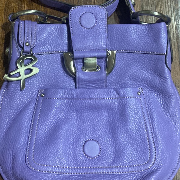 b. Makowsky Purple Slim Genuine Pebbled Leather Crossbody Bag - Picture 4 of 15